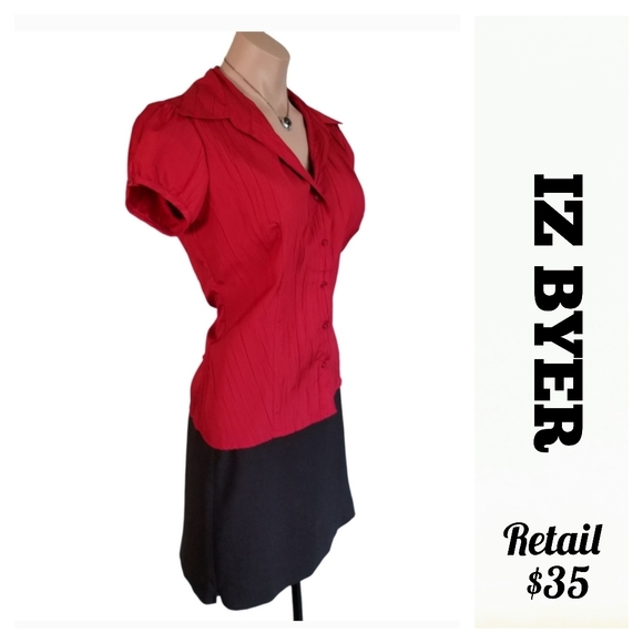 Iz Byer Tops - Iz Byer top $35 Retail, Red cap sleeve blouse size Medium, FINAL PRICE!